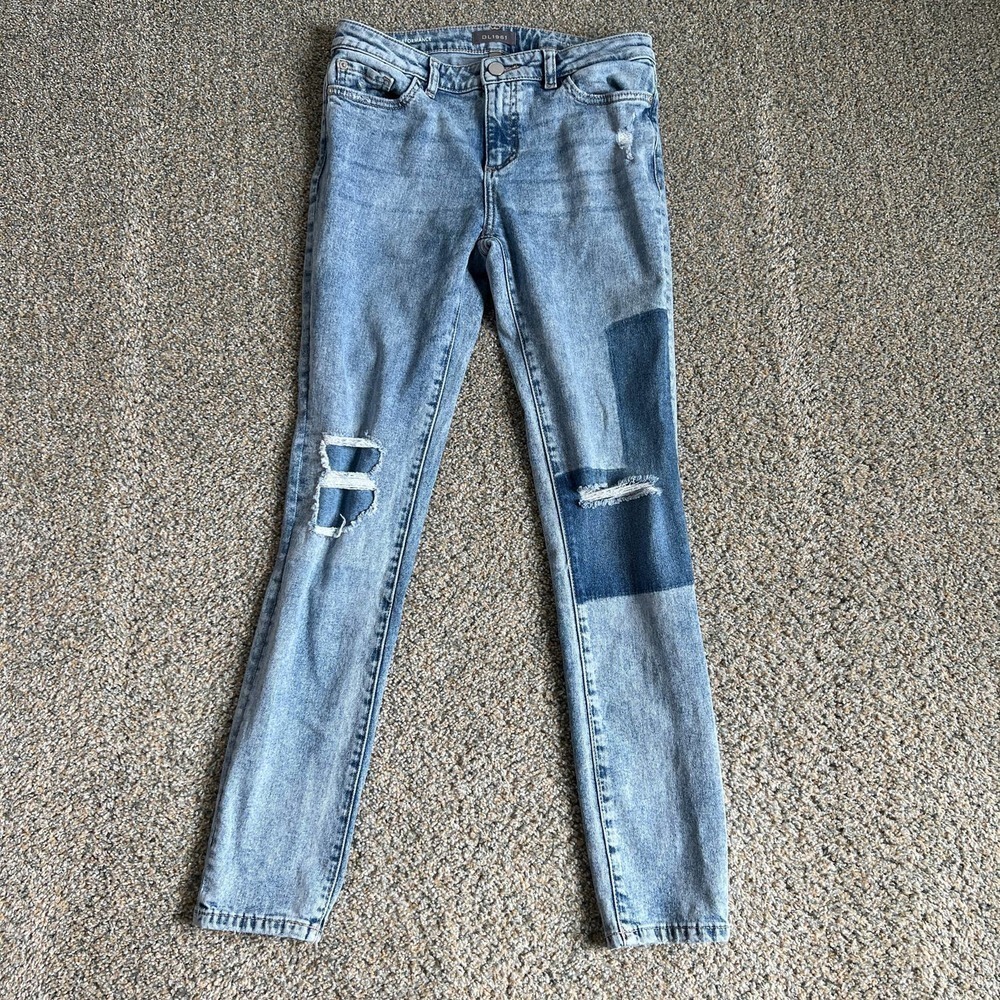 DL1961 Harper Boyfriend Girl's Jeans Size 16 Distressed Light Wash Stretch Denim
